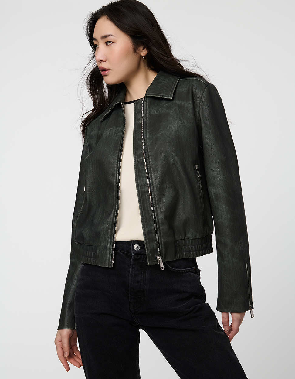 Archer Faux Leather Bomber - Image 3