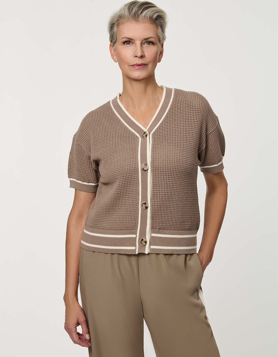 Basketweave Knit Cardigan - Image 3