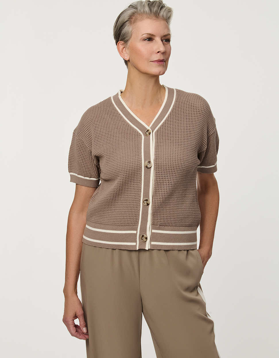 Basketweave Knit Cardigan - Image 4