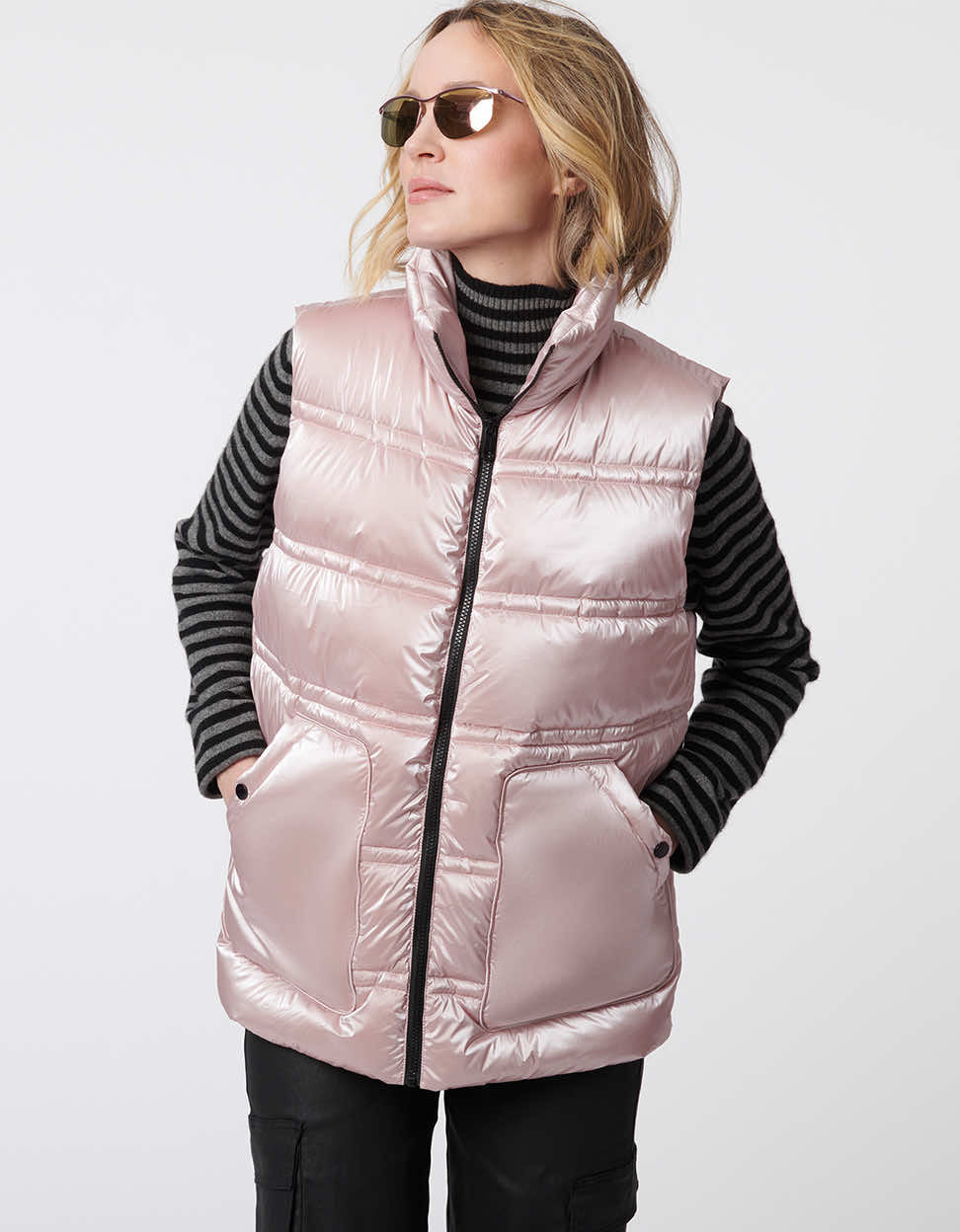 Breast Cancer Awareness Metallic Puffer Vest - Image 3