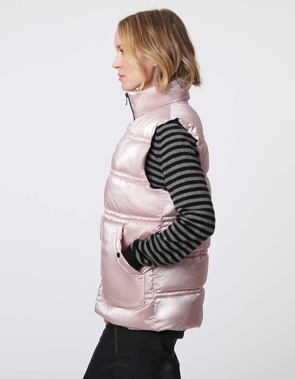 Breast Cancer Awareness Metallic Puffer Vest - Image 4