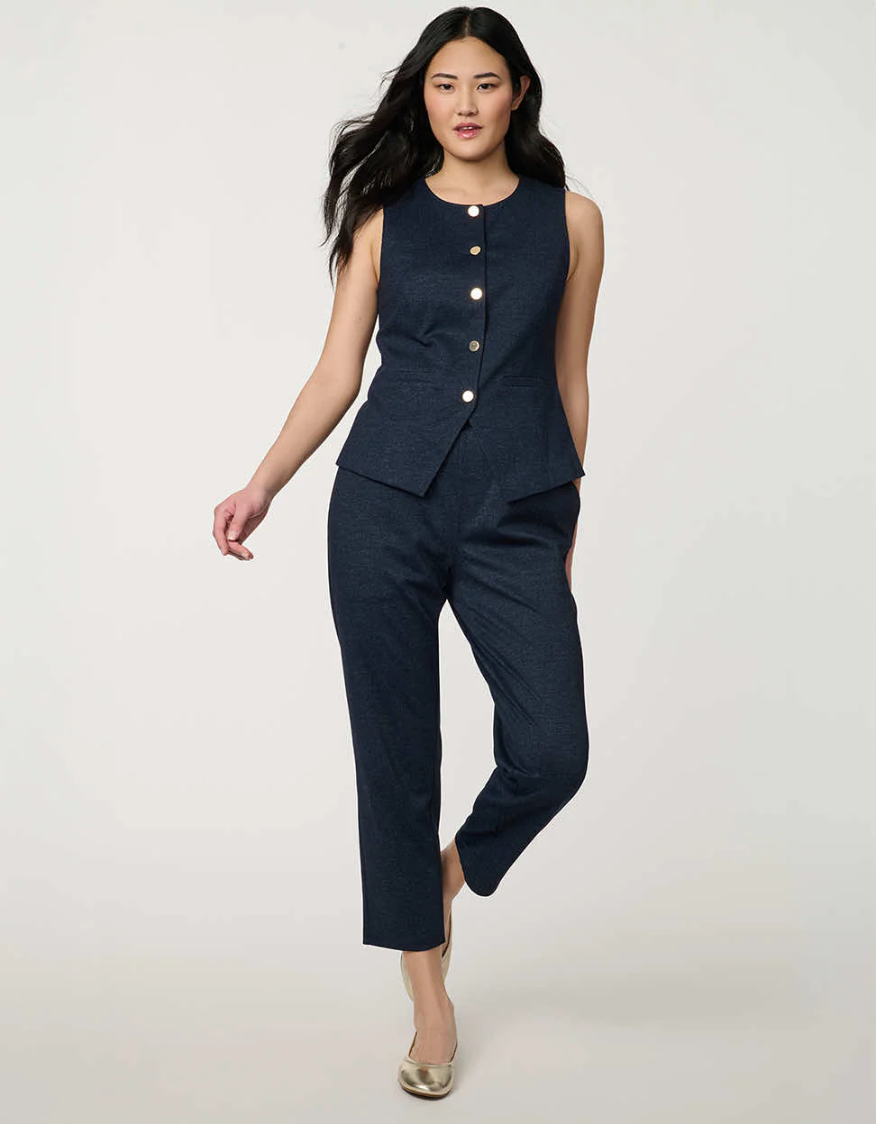 Button Down Crew Neck Vest