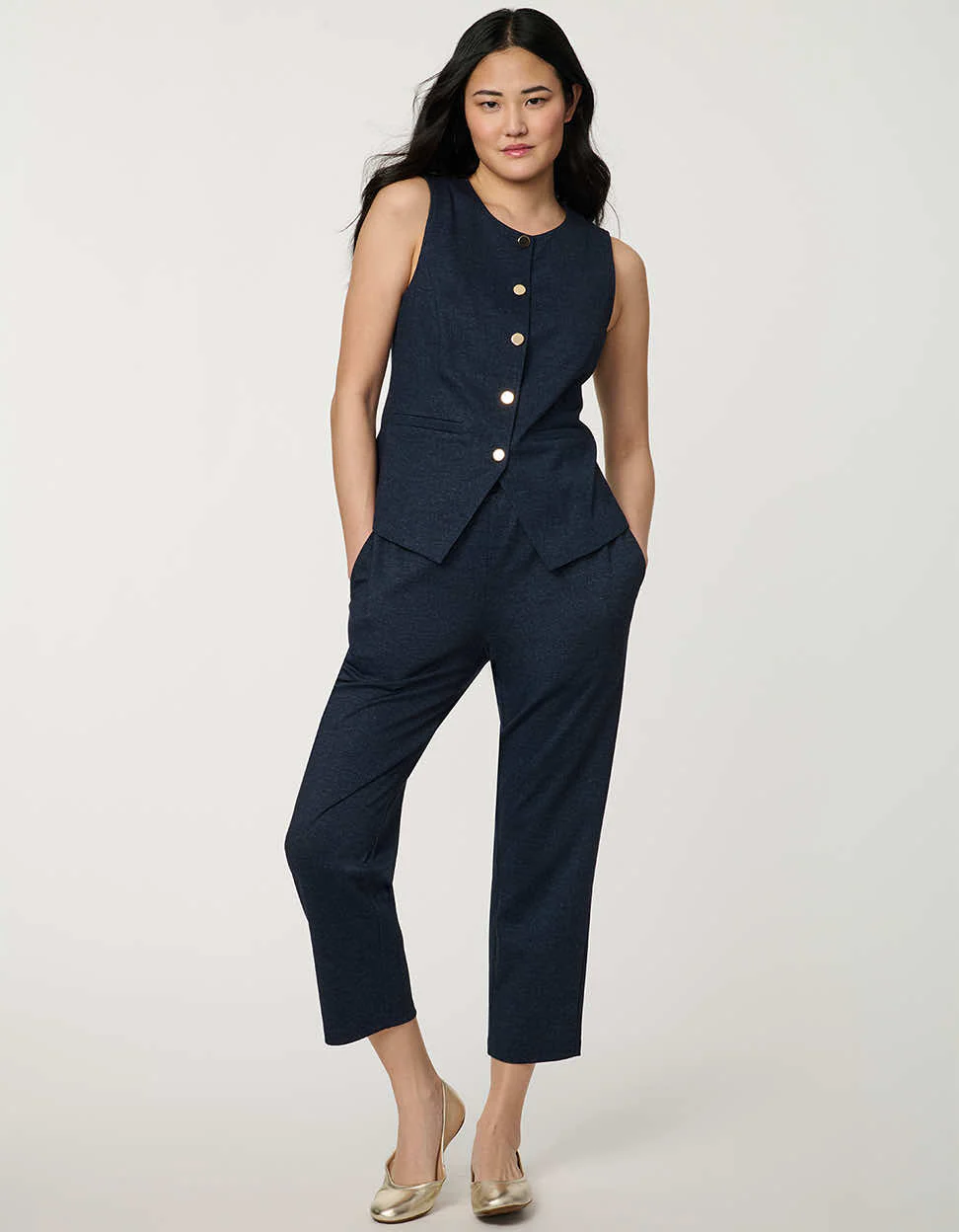 Button Down Crew Neck Vest - Image 2