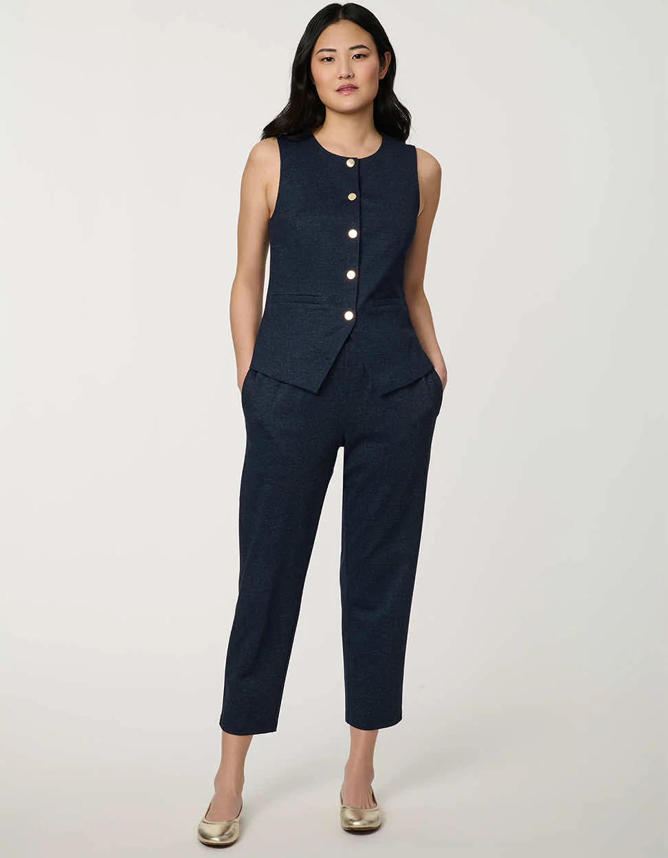 Button Down Crew Neck Vest - Image 3