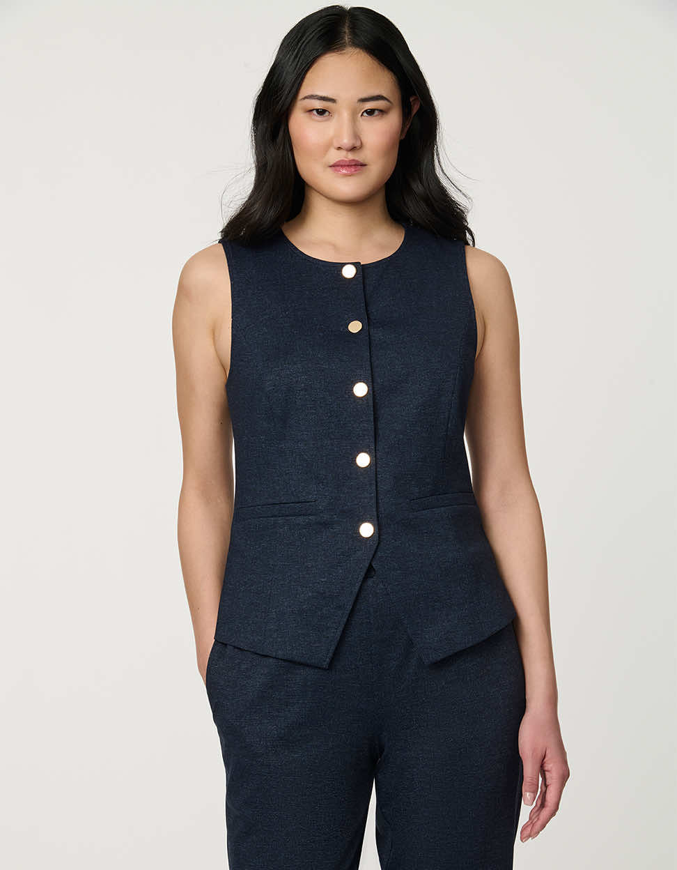 Button Down Crew Neck Vest - Image 5