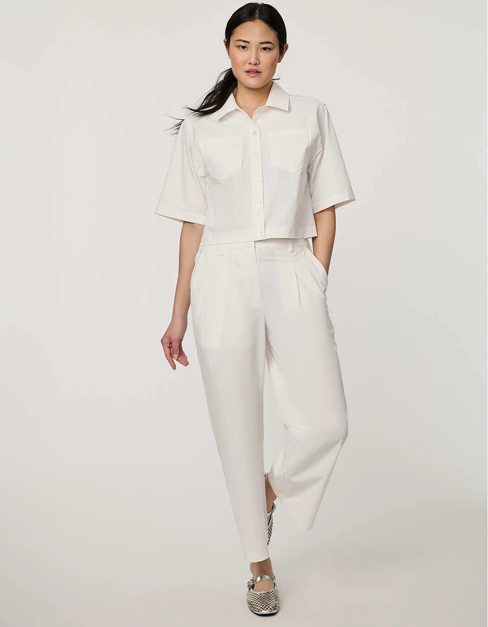 Cropped Poplin Shirt