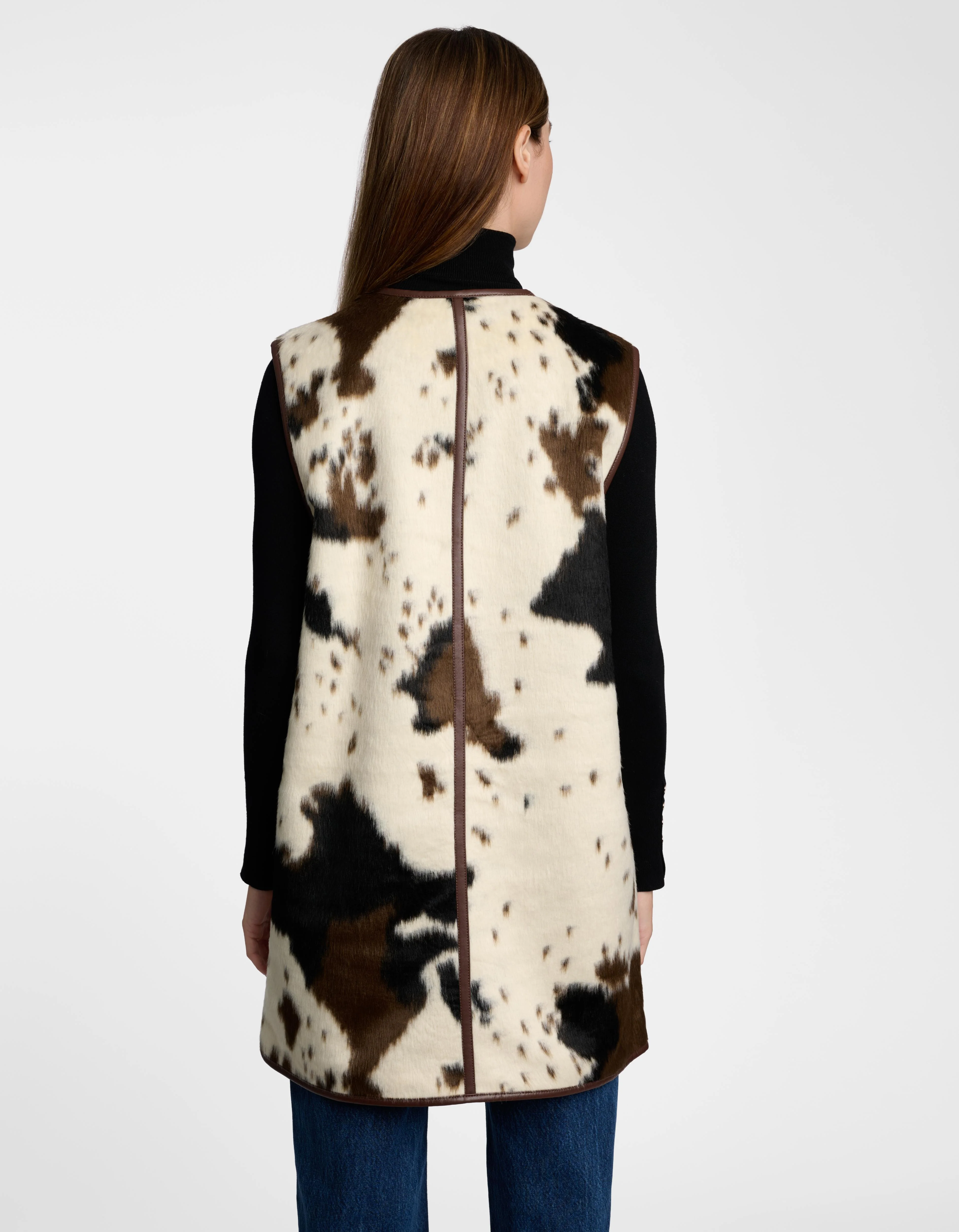 Dakota Cow Print Long Vest - Image 5