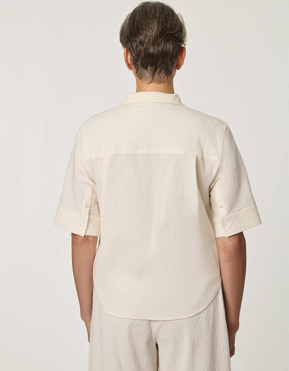 Dolman-Sleeve Seersucker Button-Up Shirt - Image 5