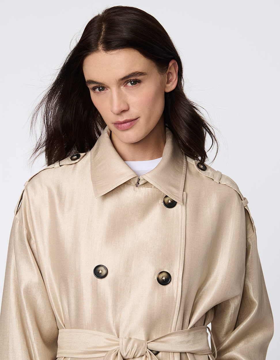Golden Luster Double Breasted Trench - Image 3