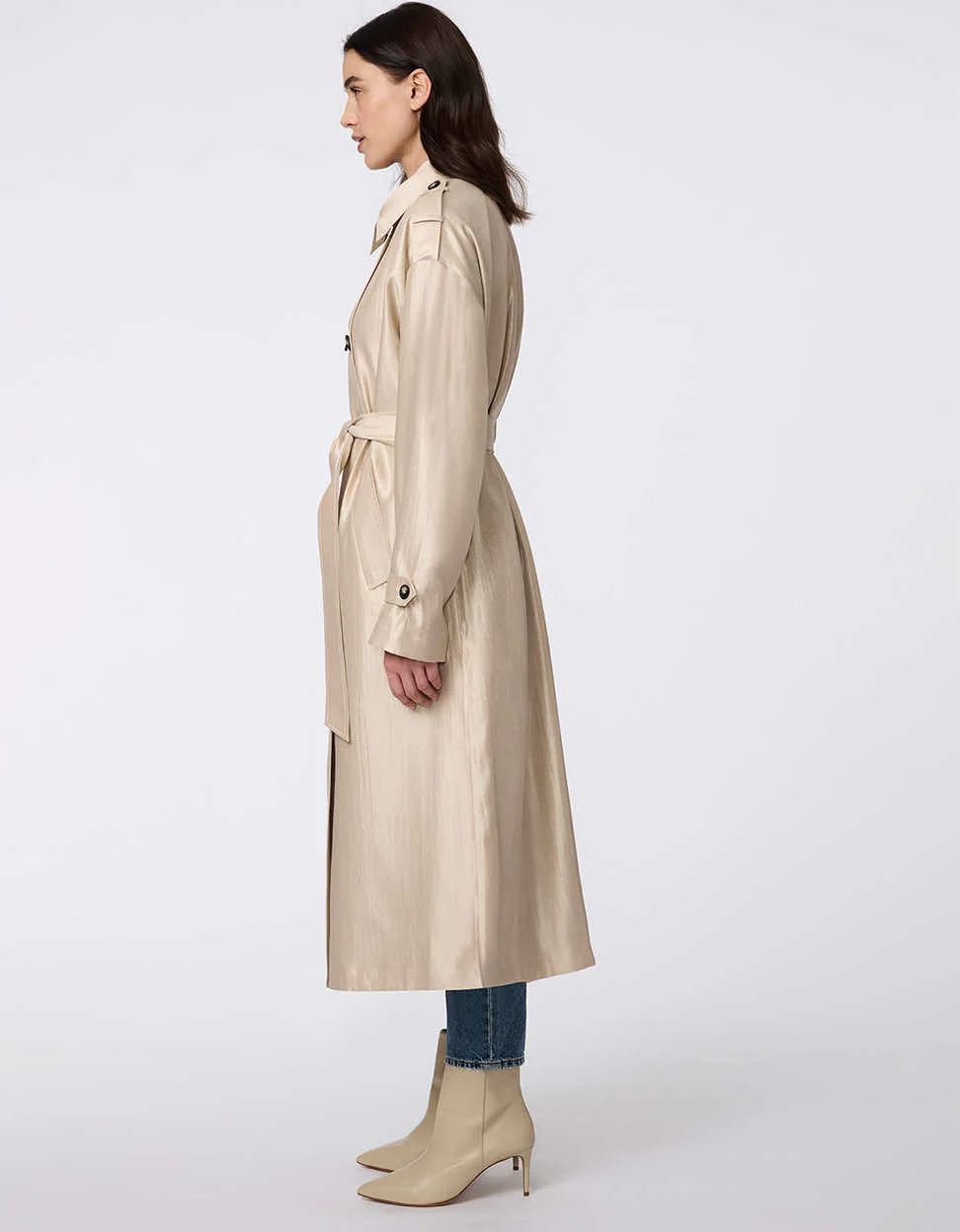 Golden Luster Double Breasted Trench - Image 4