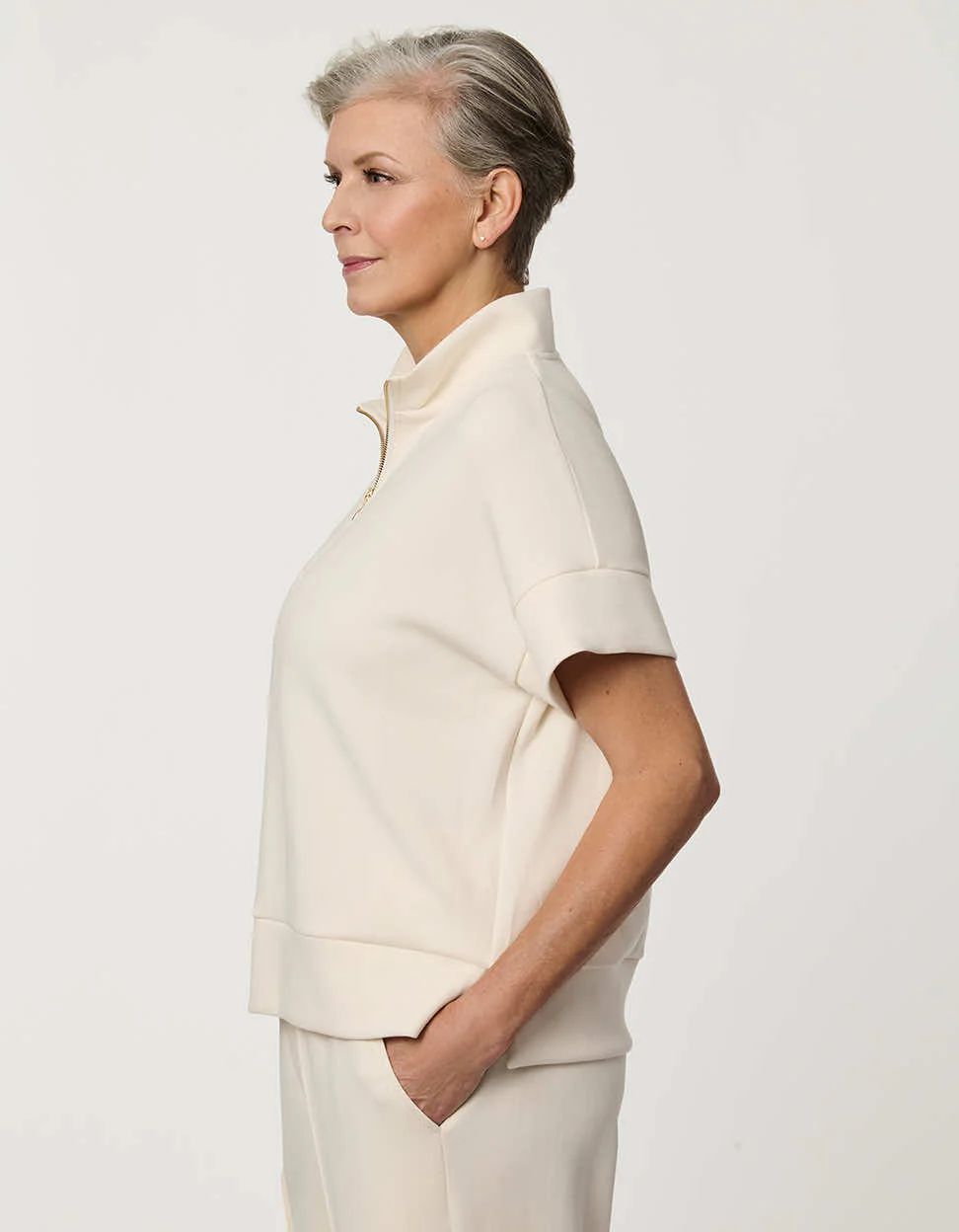 Half-Zip Scuba Pullover Top - Image 5