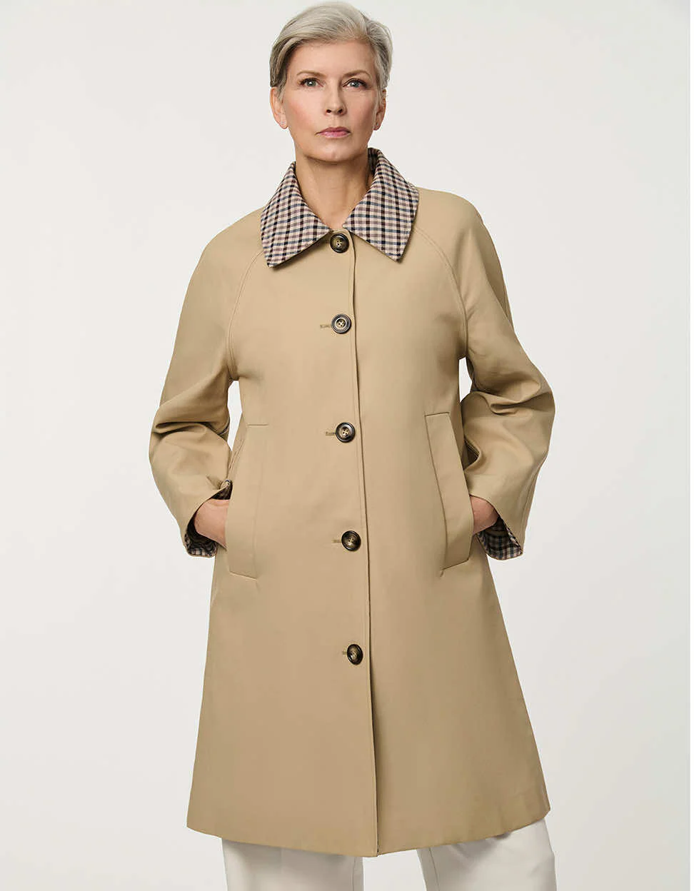 Kingsley Plaid Collar Trench