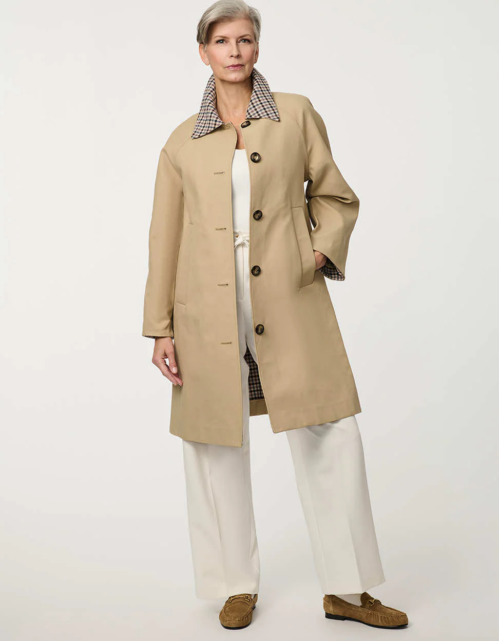 Kingsley Plaid Collar Trench - Image 2