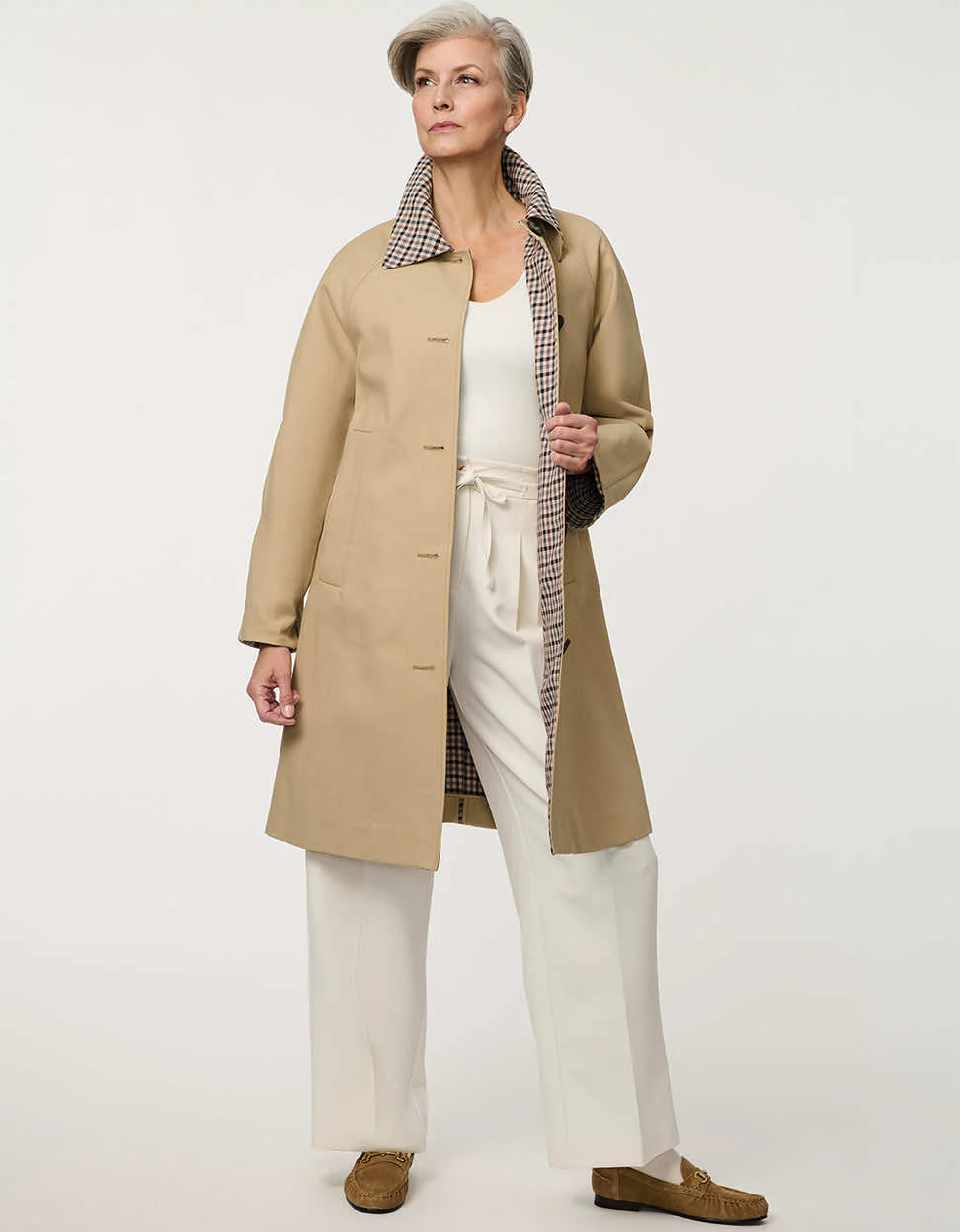 Kingsley Plaid Collar Trench - Image 4
