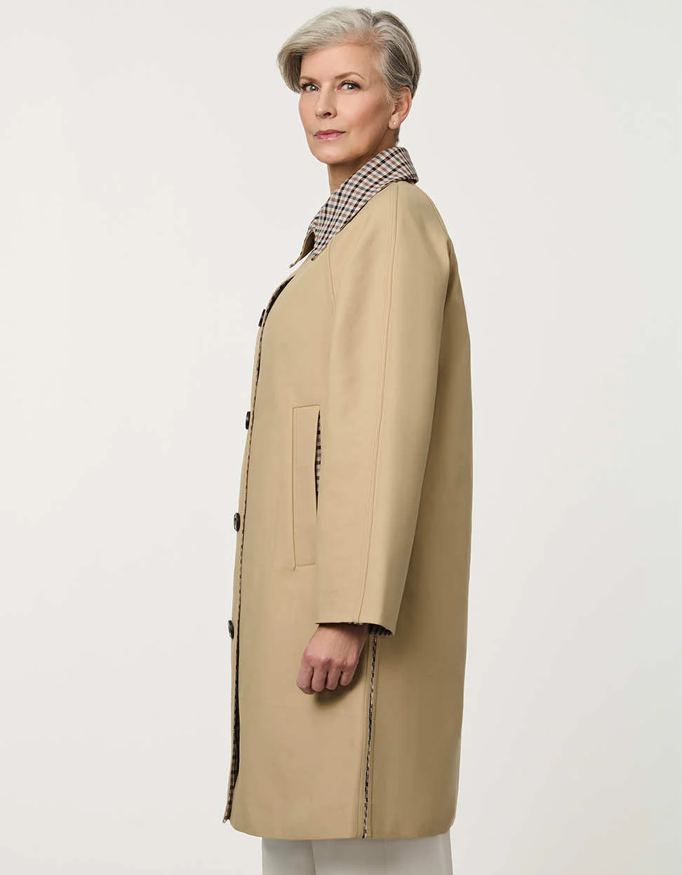 Kingsley Plaid Collar Trench - Image 5