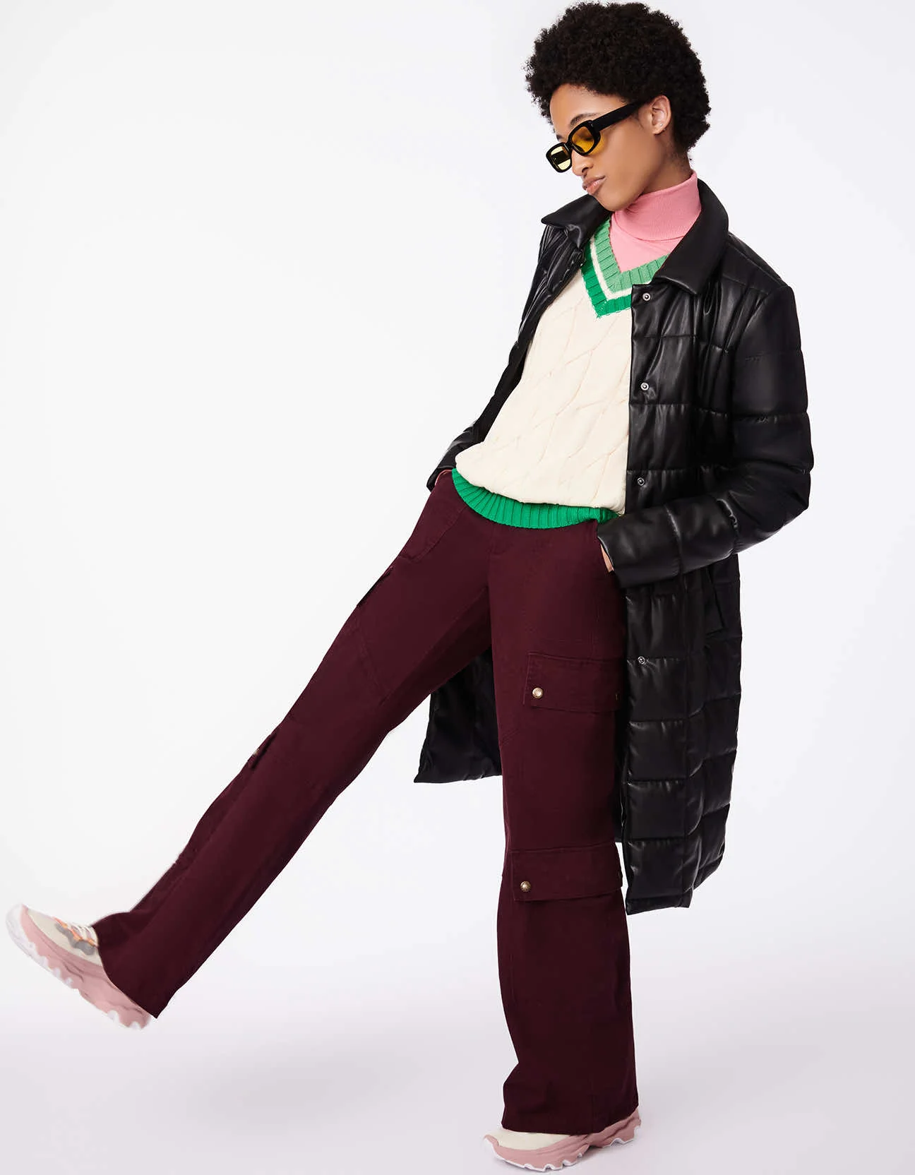 On The Grid Long Belted Vegan Puffer Coat - Image 2
