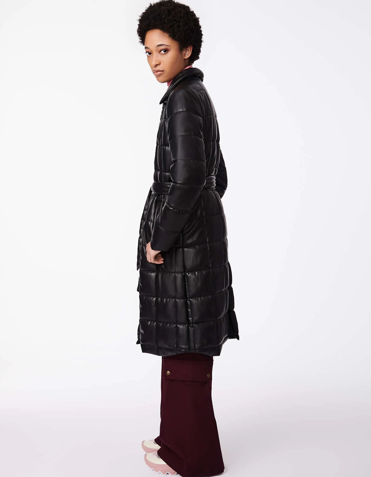 On The Grid Long Belted Vegan Puffer Coat - Image 3