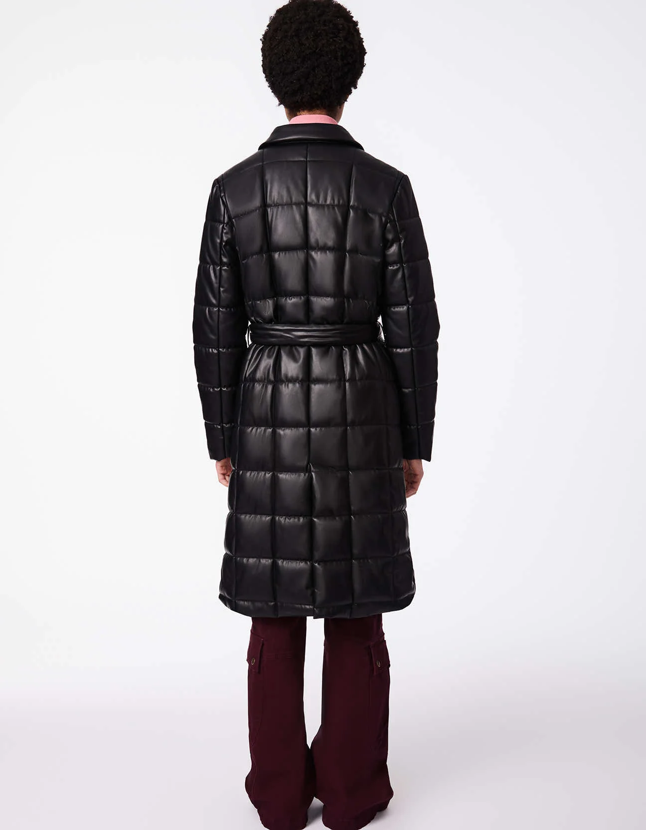 On The Grid Long Belted Vegan Puffer Coat - Image 4
