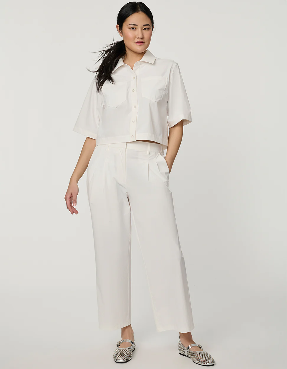 Poplin Wide-Leg Cropped Pant - Image 4