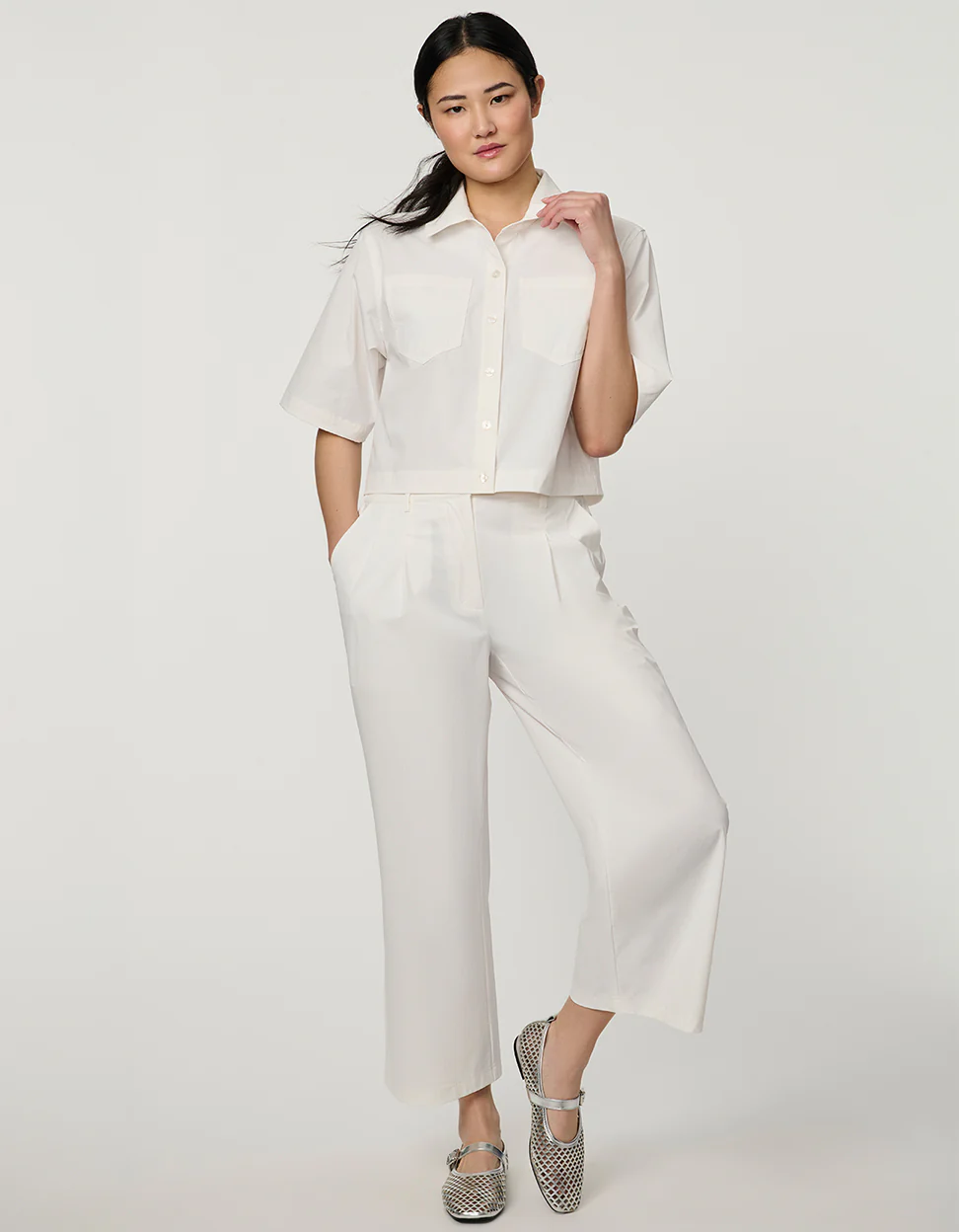 Poplin Wide-Leg Cropped Pant - Image 5