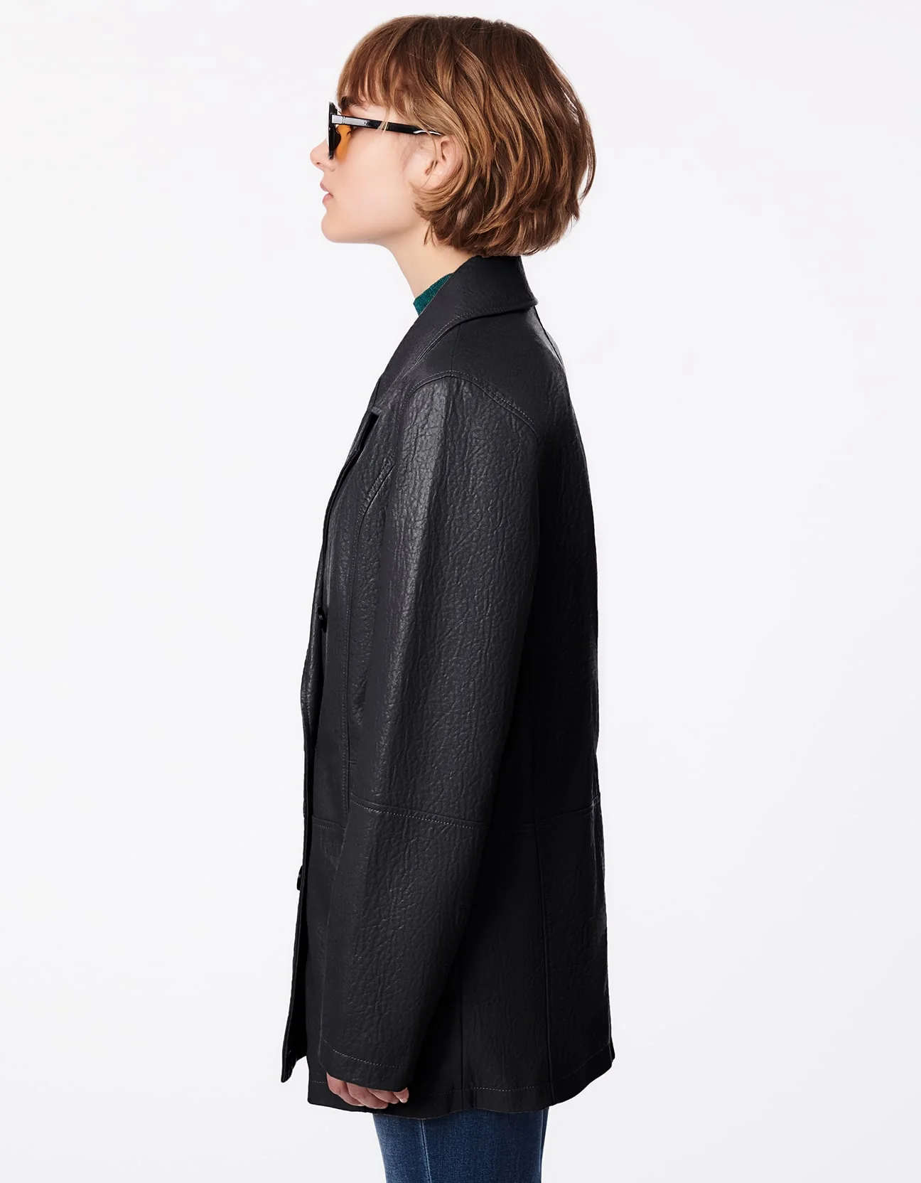 Relaxed Blazer Textured Vegan Jacket - Image 2