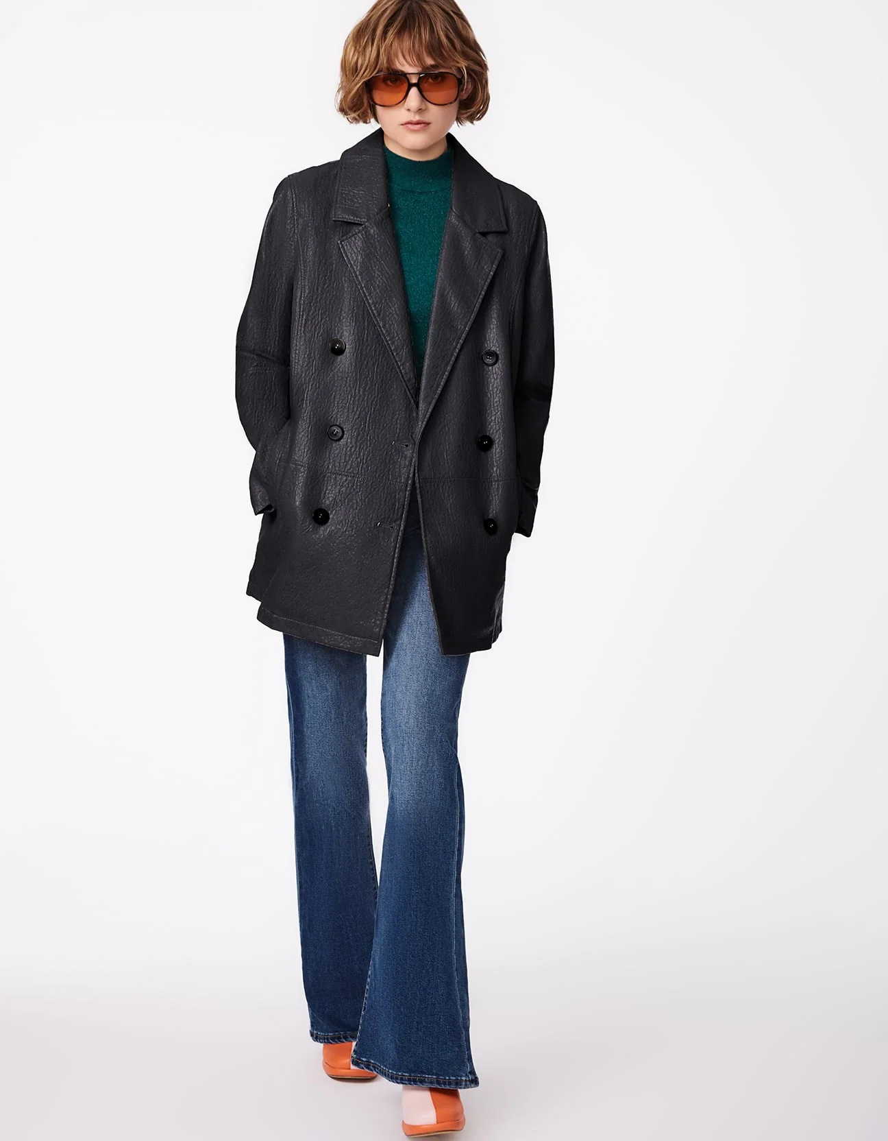 Relaxed Blazer Textured Vegan Jacket - Image 3