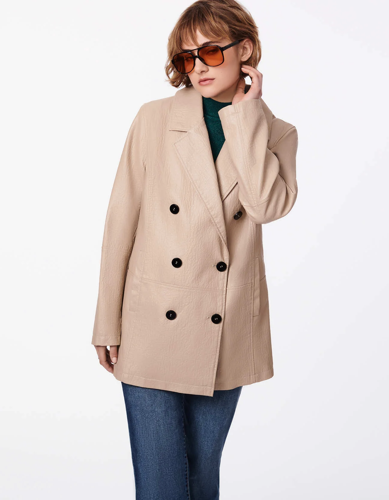 Relaxed Blazer Textured Vegan Jacket - Image 2