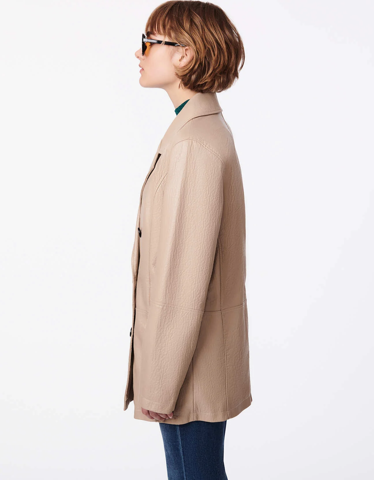 Relaxed Blazer Textured Vegan Jacket - Image 3