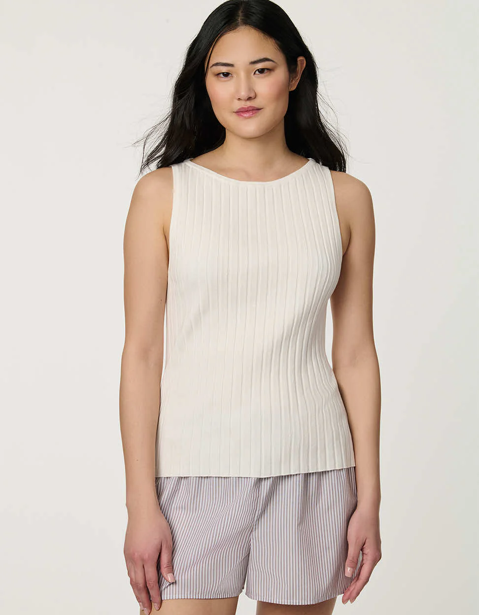 Ribbed Boatneck Knit Tank