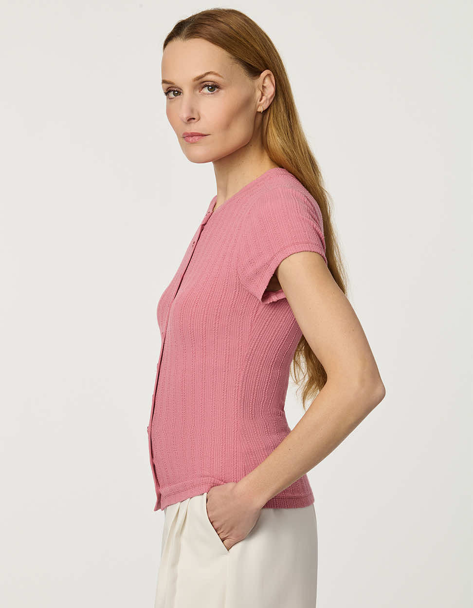 Ribbed Button-Down Tee - Image 4