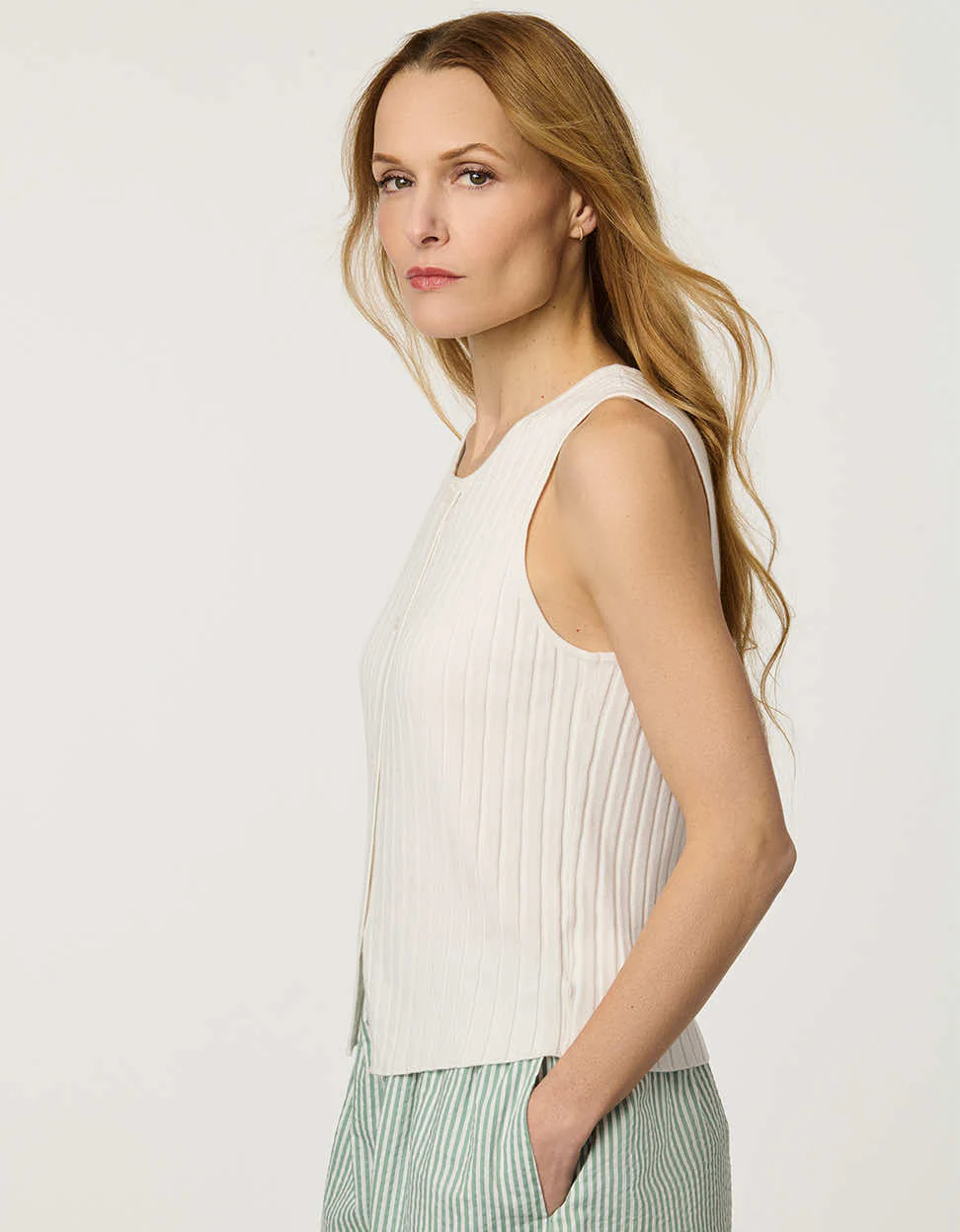 Ribbed Button-Front Knit Top - Image 3