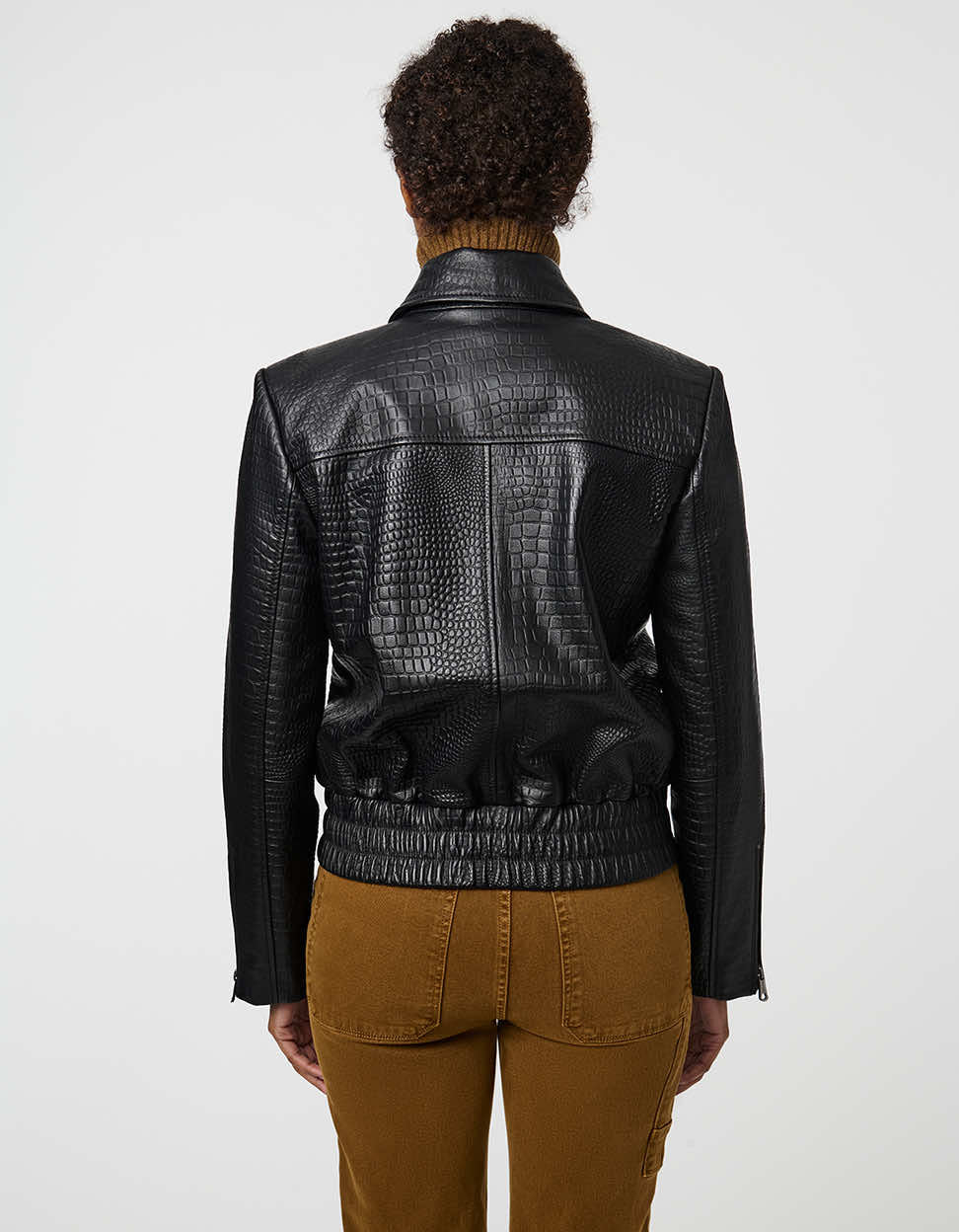 Rowan Crocodile Print Leather Bomber - Image 4