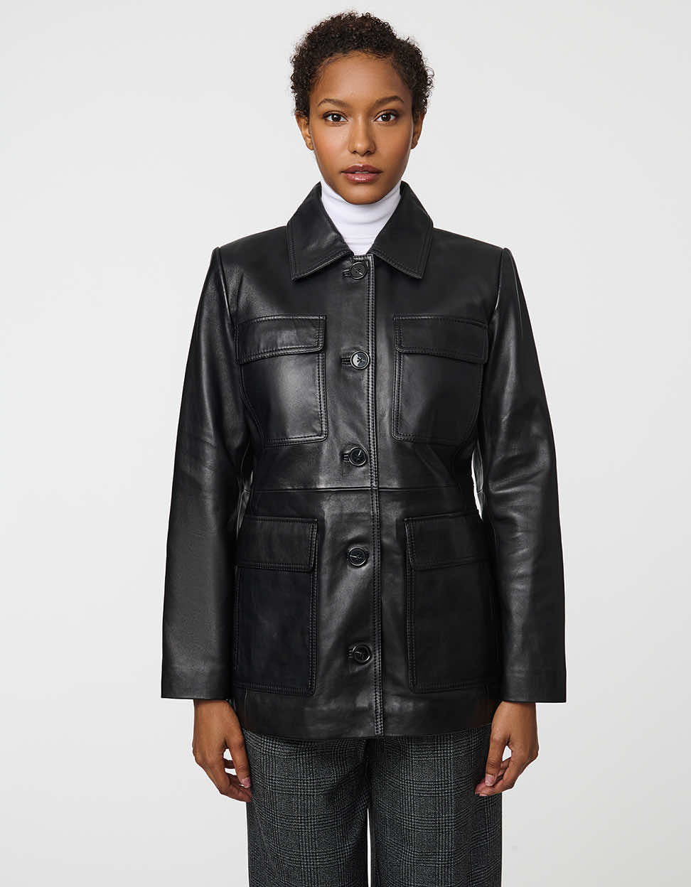Sinclair Leather Shirt Jacket - Image 3