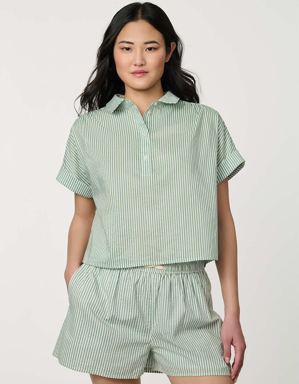 Striped Poplin Popover Top - Image 3