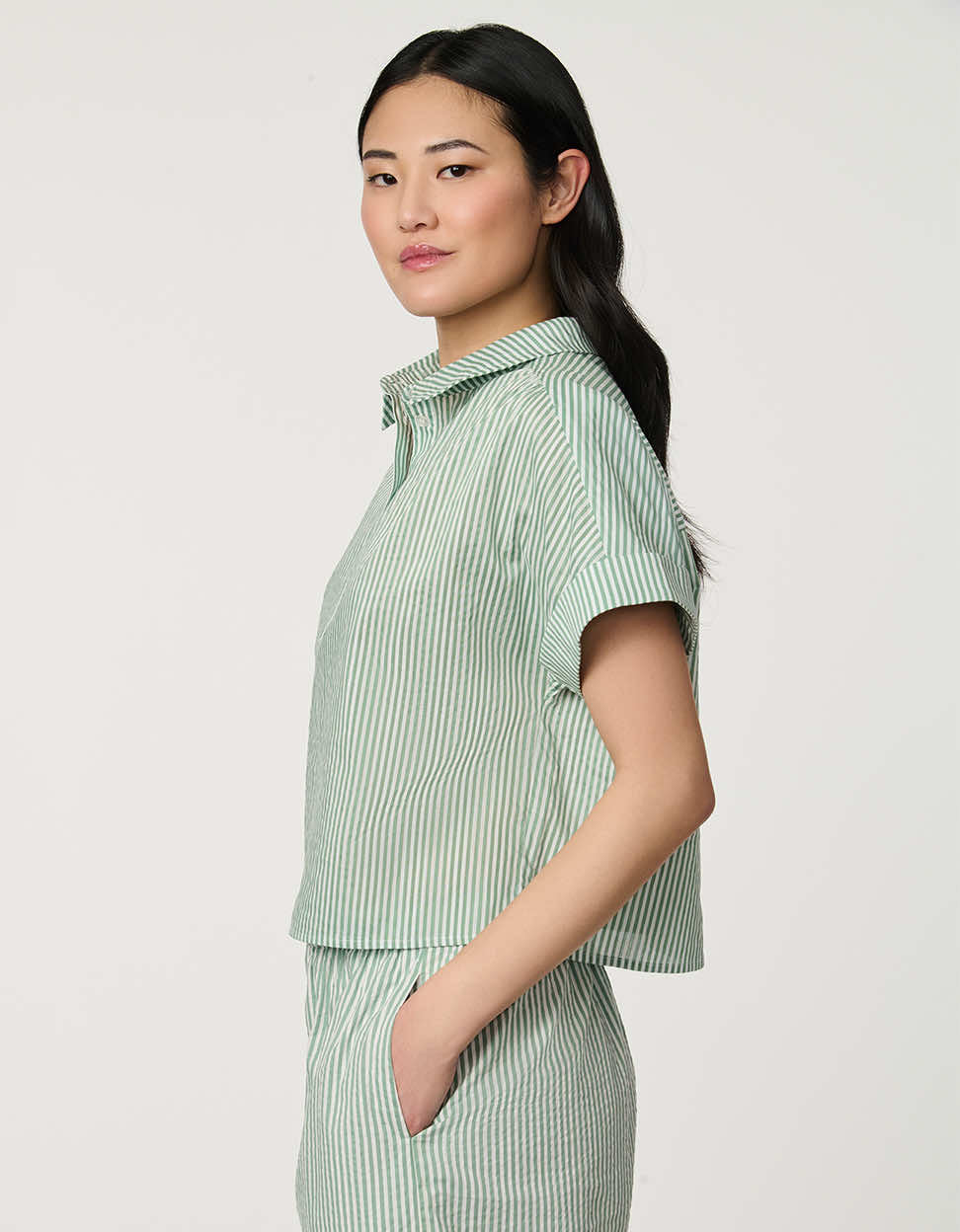 Striped Poplin Popover Top - Image 4
