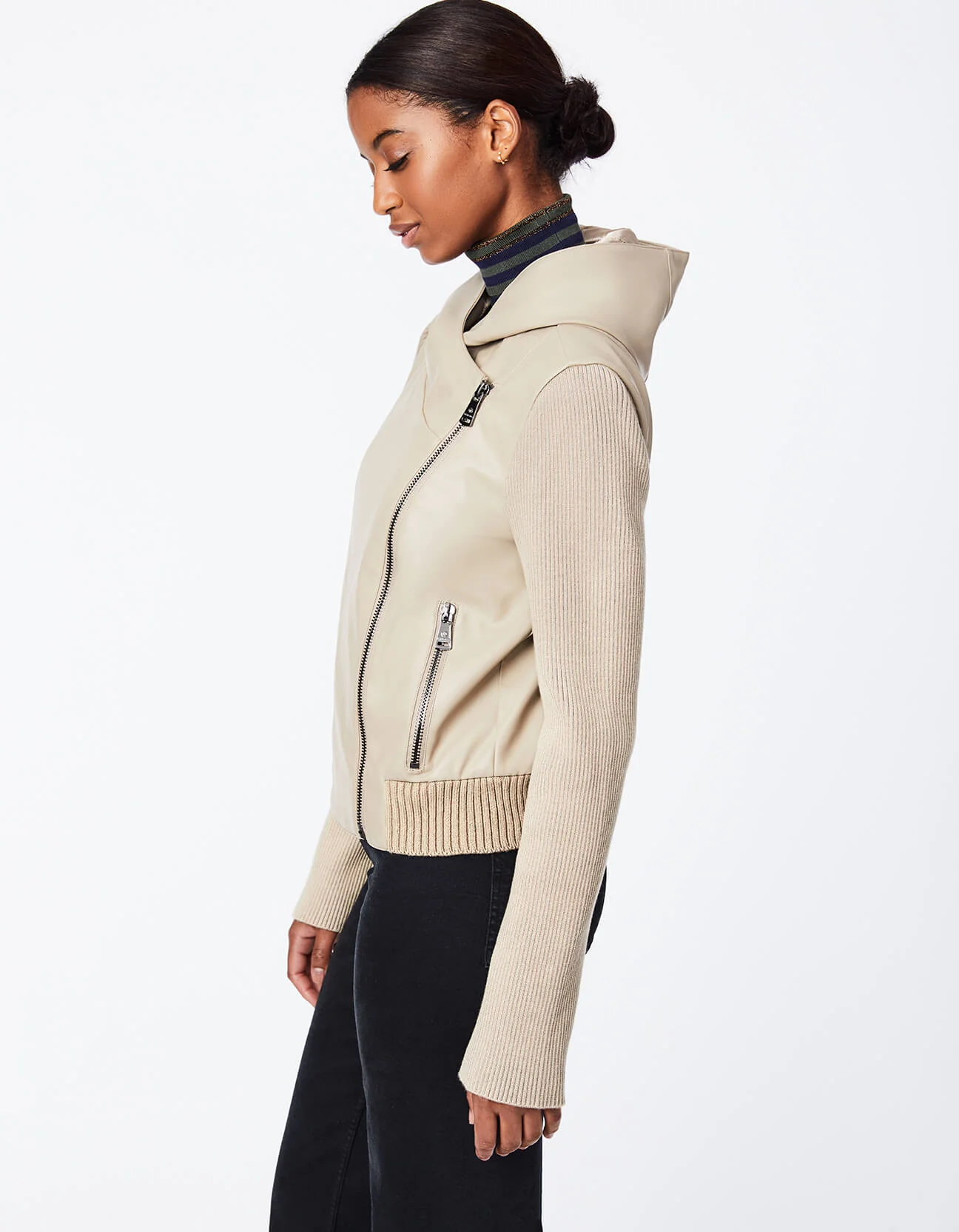 VEGAN LEATHER SWEATER JACKET - Image 2