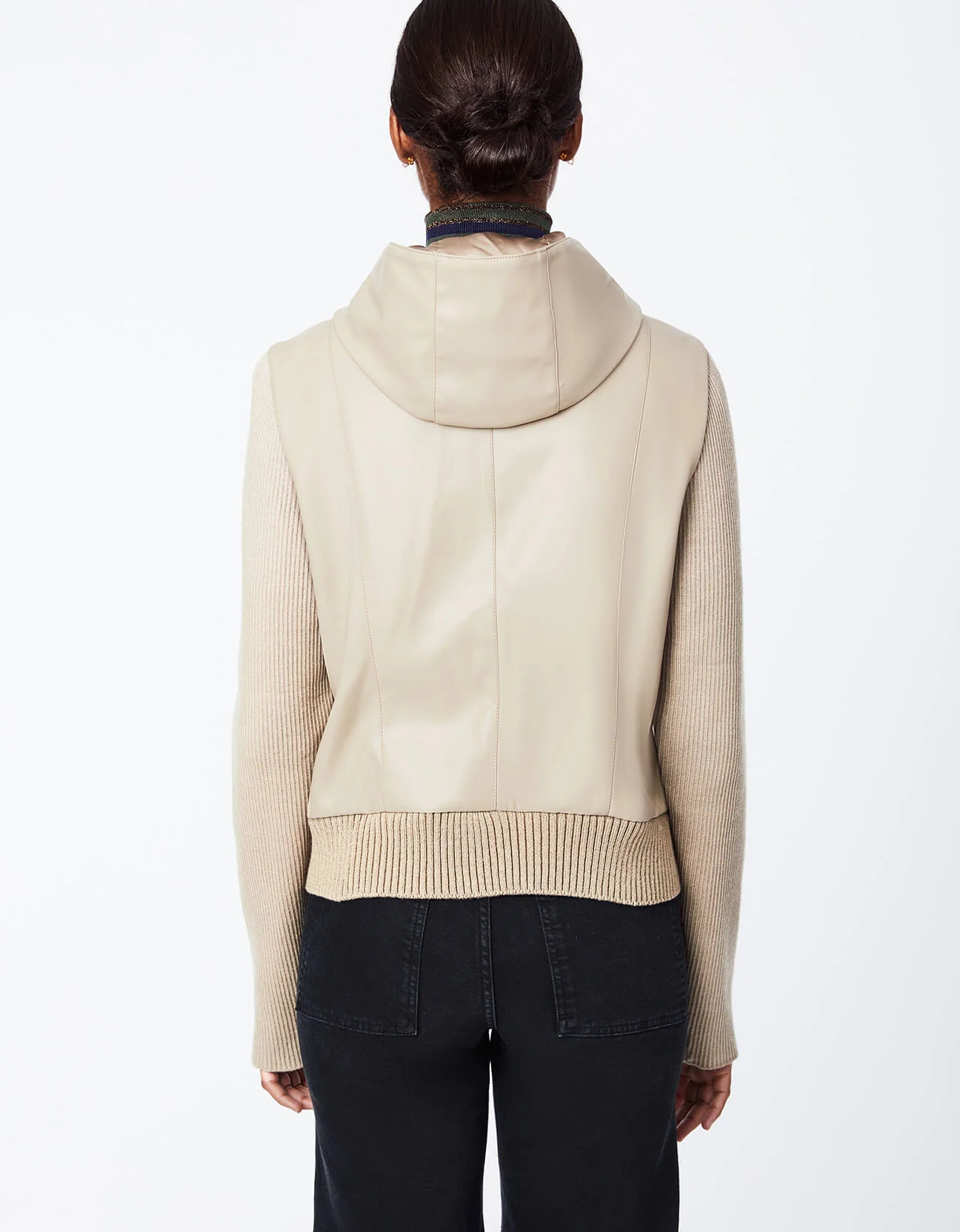 VEGAN LEATHER SWEATER JACKET - Image 3
