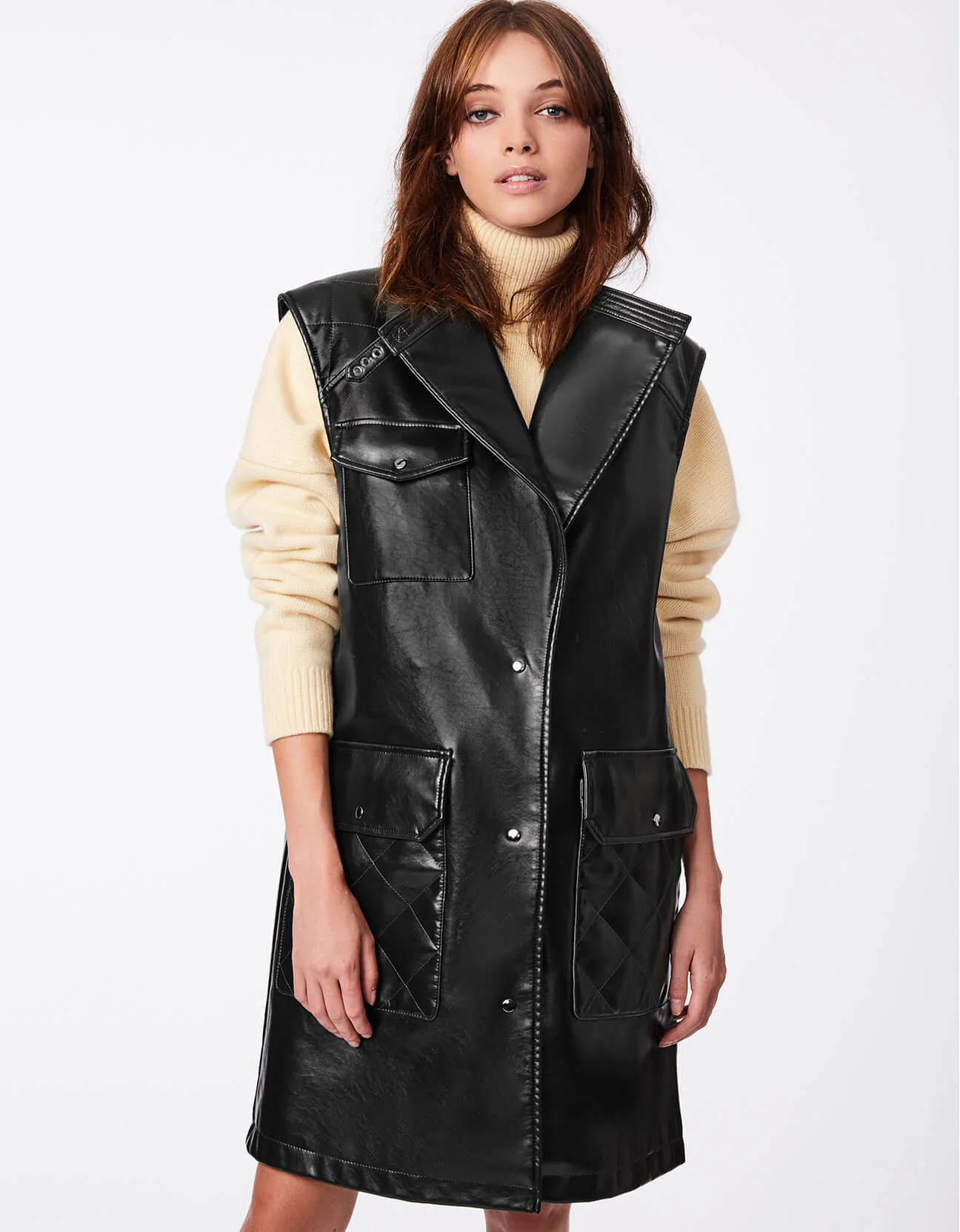 VEGAN LEATHER VEST COAT - Image 4