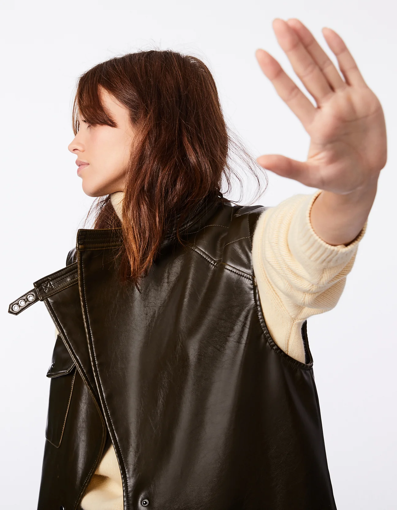 VEGAN LEATHER VEST COAT - Image 6