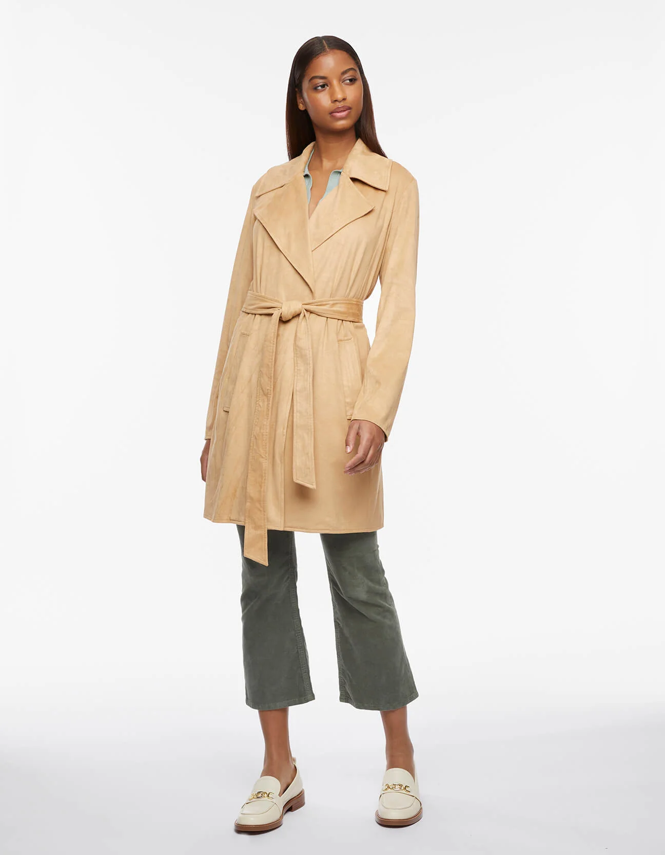 Vegan Suede Stretch Belted Wrap Jacket - Image 2