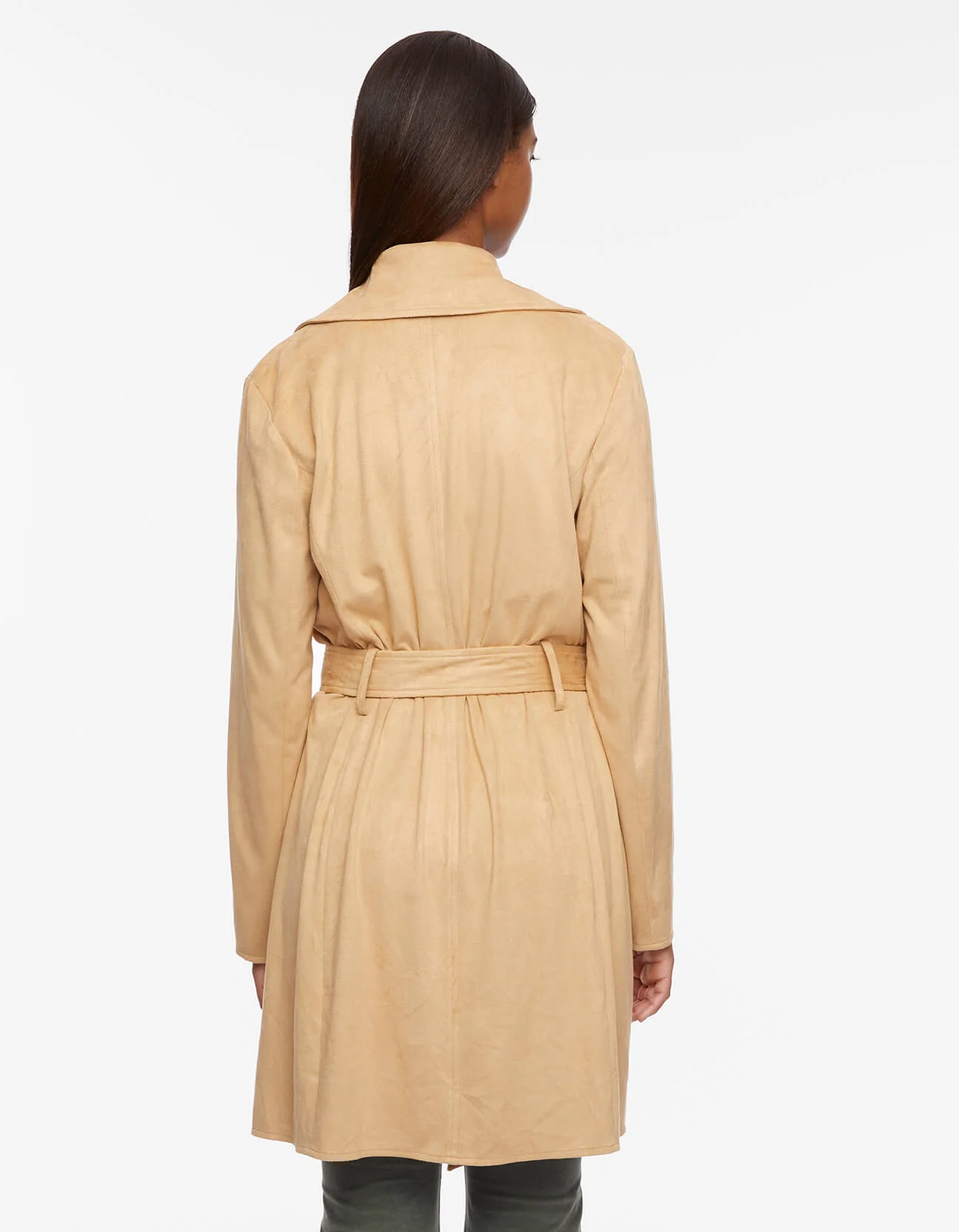 Vegan Suede Stretch Belted Wrap Jacket - Image 4