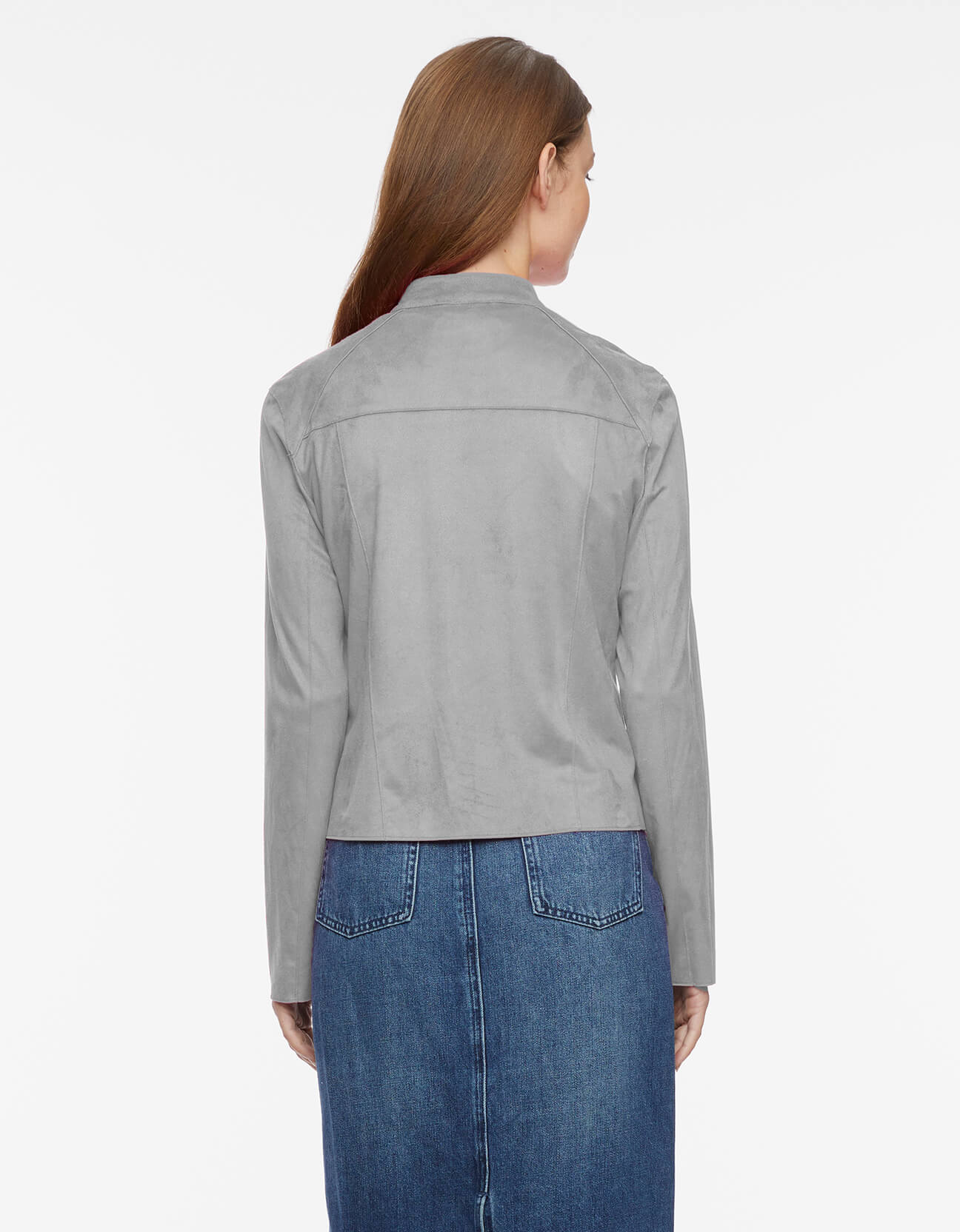 Vegan Suede Stretch Moto Jacket - Image 3