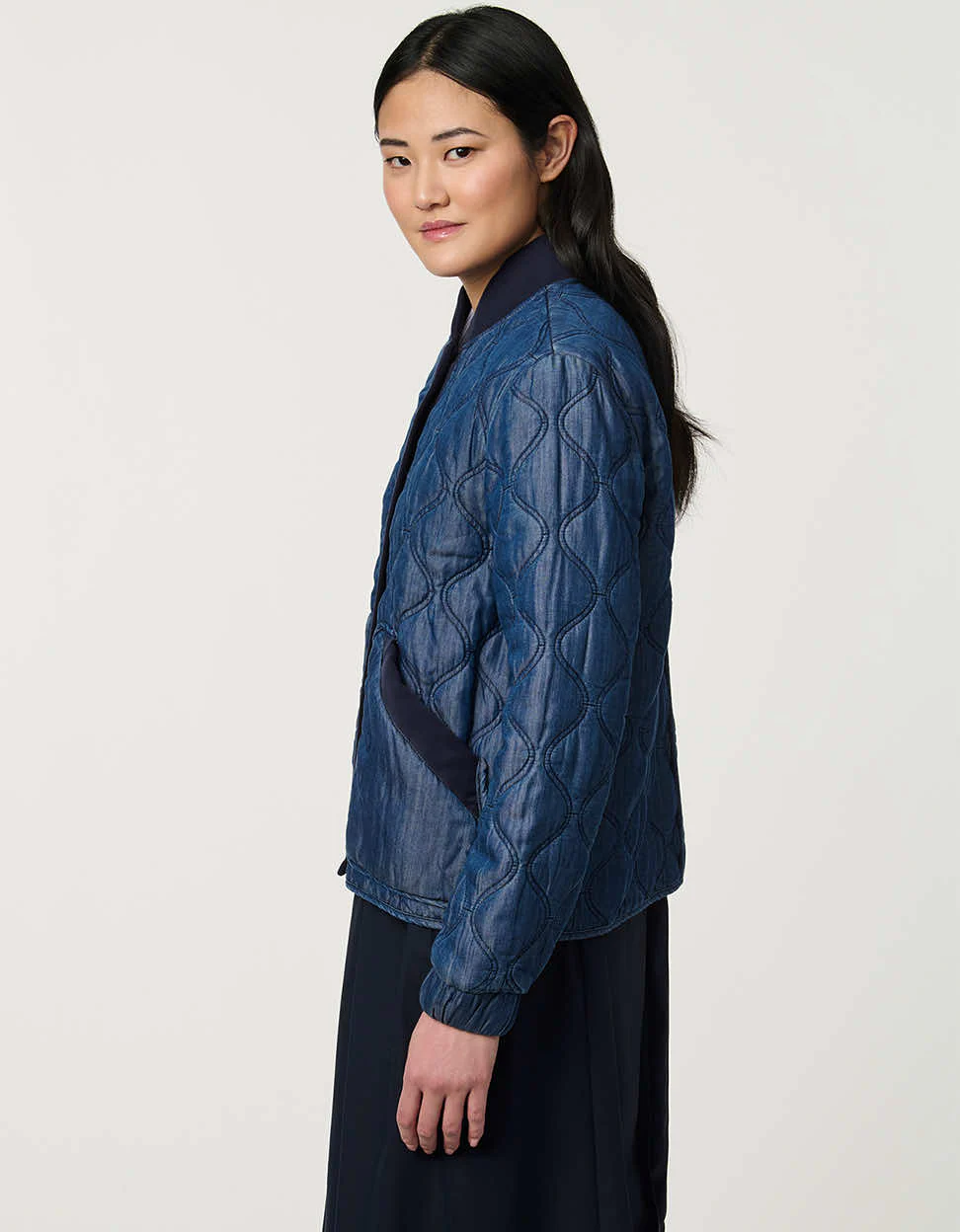 Weekender Quilted Denim Bomber - Image 3