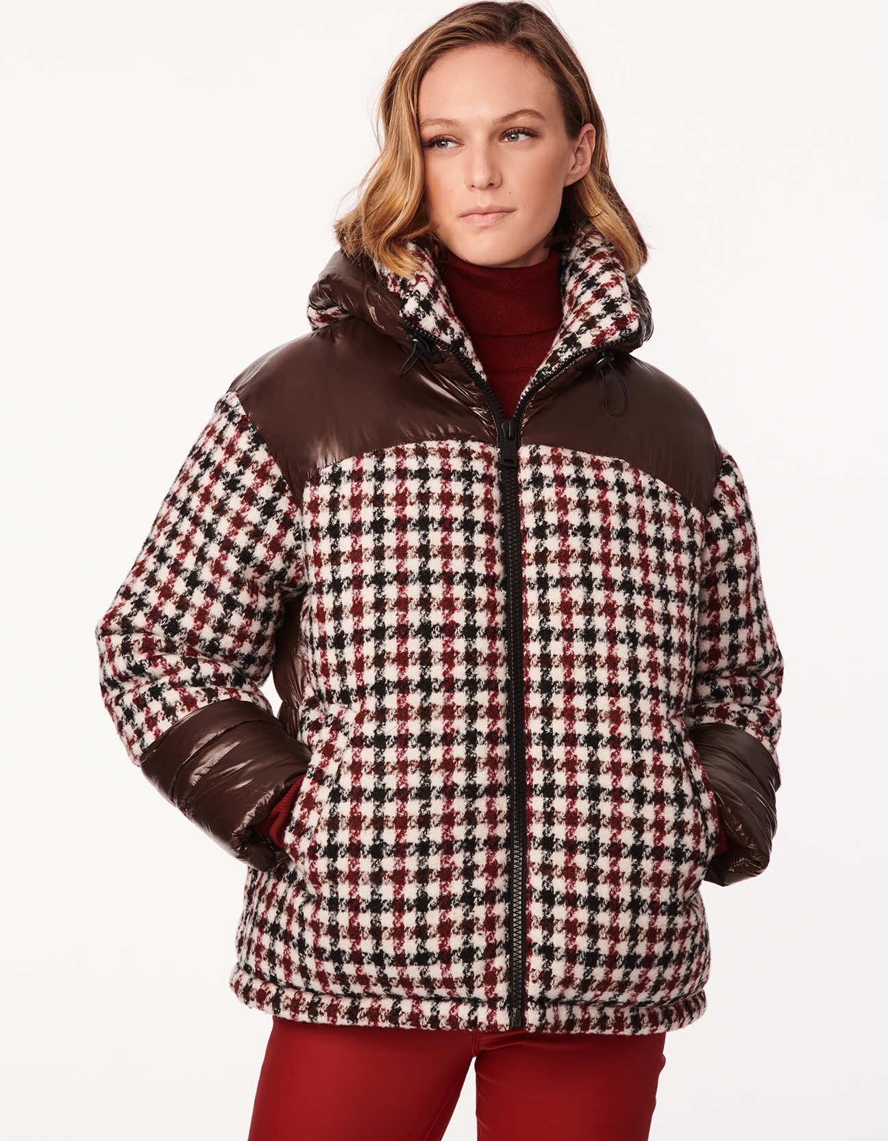 Winter Houndstooth Puffer Jacket