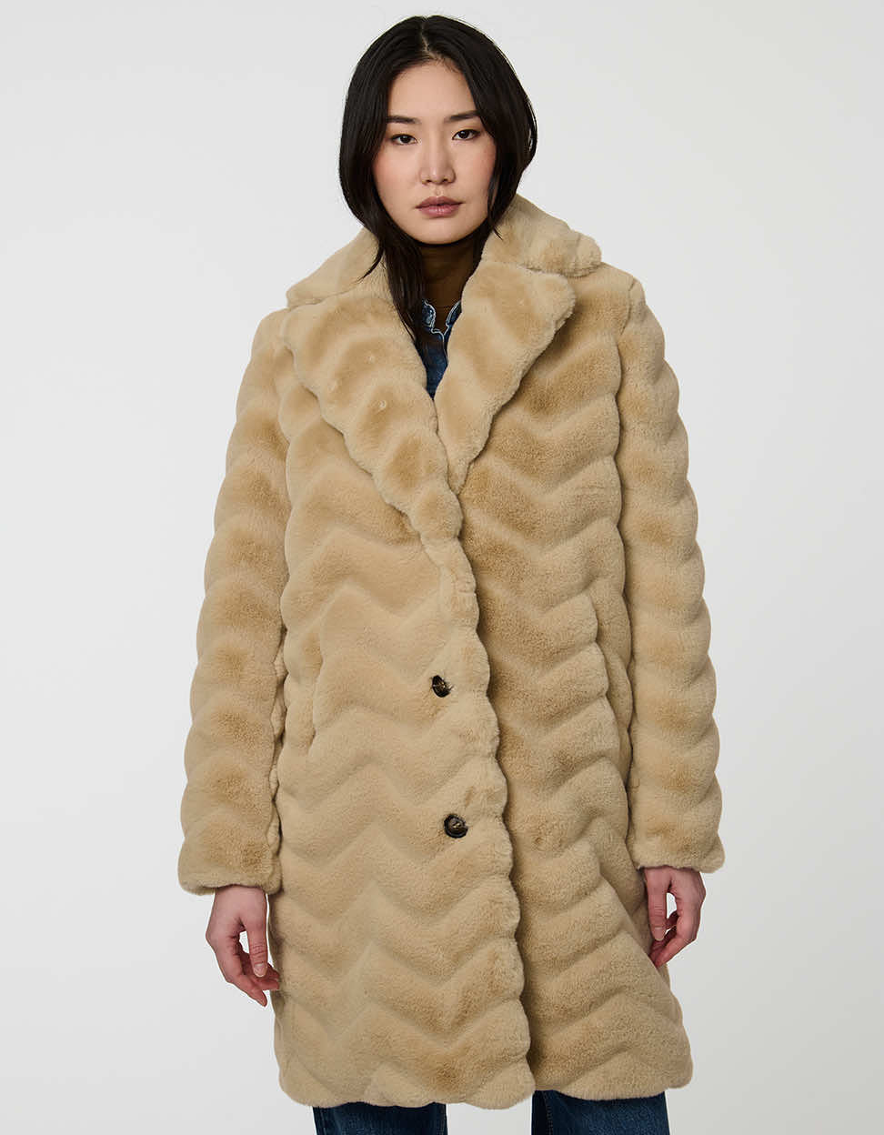 Zigzag Vegan Fur Coat - Image 3